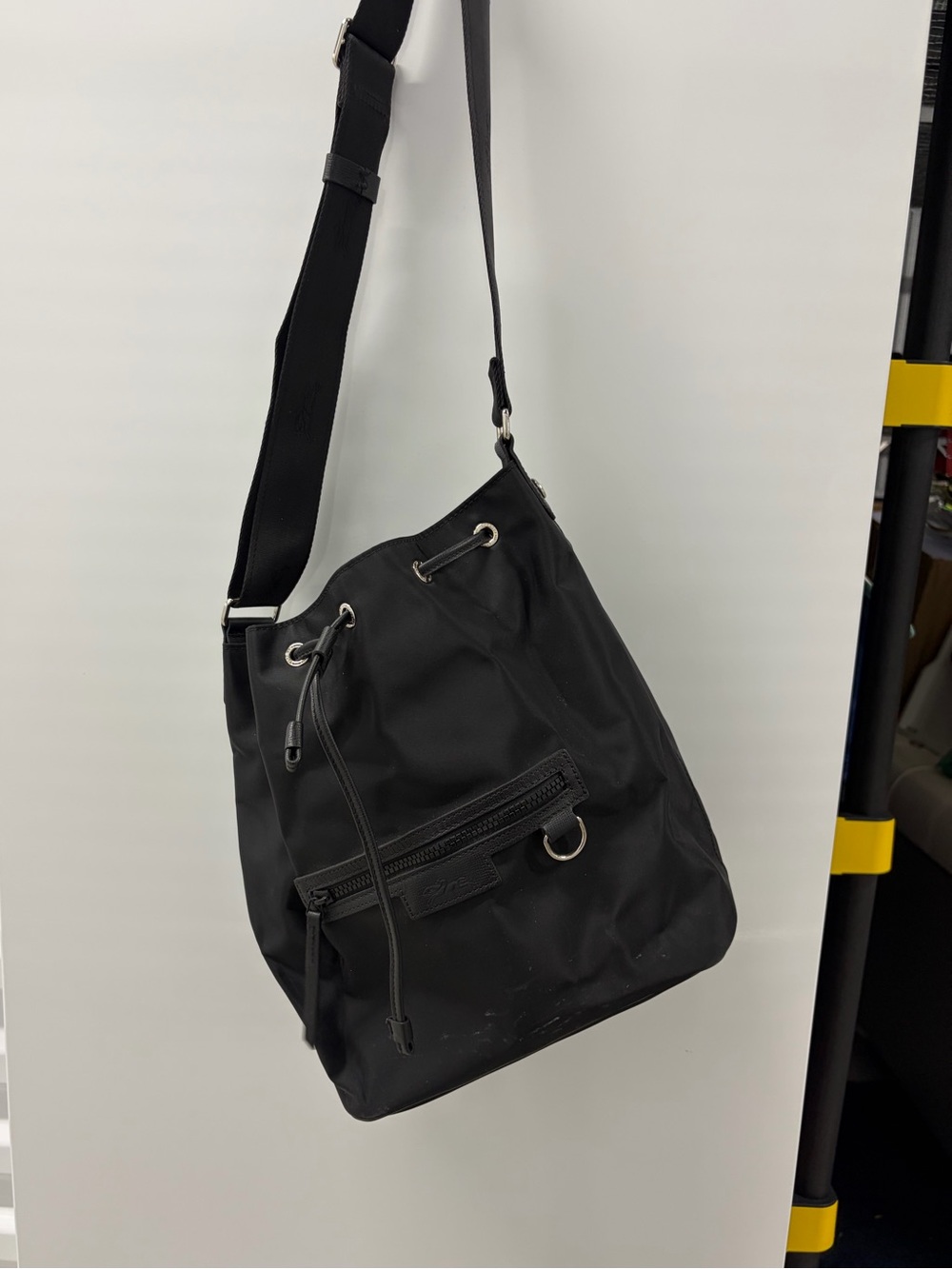 LongChamp Black Drawstring Bucket Bag